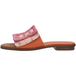 Noa Harmon, Schoenen, Dames, Veelkleurig, 39 EU, Leer, Trendy Oranje Slippers met Multi-color Bovenwerk