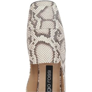 Sergio Rossi, Schoenen, Dames, Grijs, 37 1/2 EU, Leer, Python Print Slip-On Flats