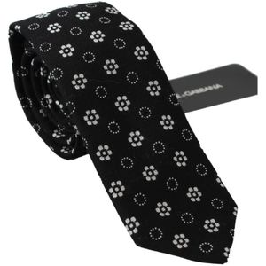 Dolce & Gabbana, Accessoires, Heren, Zwart, ONE Size, Zwarte bloemenprint zijden stropdas