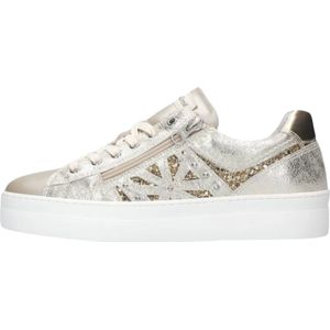 Nerogiardini, Schoenen, Dames, Geel, 37 EU, Leer, Gouden Lage Sneakers met Glitters