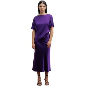 Ahlvar Gallery, Hana satin skirt violet Paars, Dames, Maat:XL