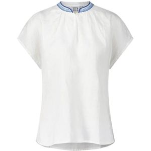 Emily Van den Bergh, Blouses & Shirts, Dames, Wit, L, Linnen, Linnen shirt met geborduurde kraag