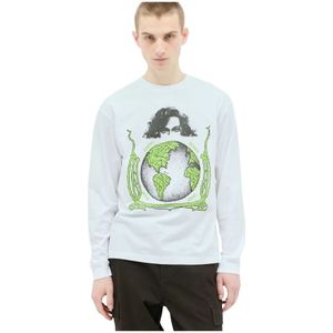 Brain Dead, Tops, Heren, Wit, XL, Katoen, Grafische Print Longsleeve Katoenen T-shirt