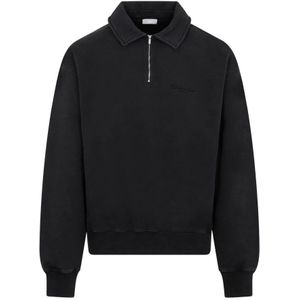 Dior, Sweatshirts & Hoodies, Heren, Zwart, M, Katoen, Zwarte Katoenen Sweatshirt Polo Kraag