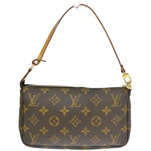 Louis Vuitton Vintage, Pre-owned, Dames, Bruin, ONE Size, Tweed, Pre-owned Canvas clutches