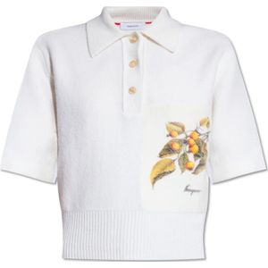 Salvatore Ferragamo, Cashmere poloshirt Beige, Dames, Maat:S