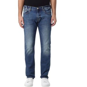 Armani Exchange, Jeans, Heren, Blauw, W40, Denim, Slim-fit Denim Blauwe Jeans
