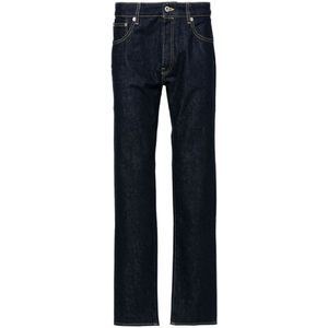 Kenzo, Jeans, Heren, Blauw, W34, Denim, Smal Gesneden Marineblauwe Denim Jeans