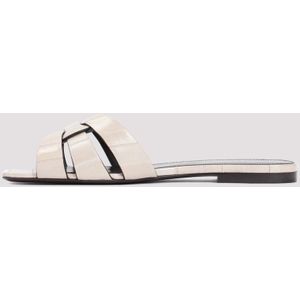 Saint Laurent, Schoenen, Dames, Beige, 35 EU, Brave Ivory Tribute Sandal