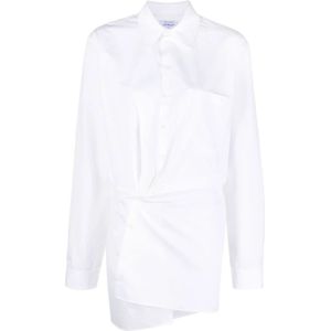 Off White, Blouses & Shirts, Dames, Wit, S, Katoen, Asymmetrische Katoenen Overhemdjurk