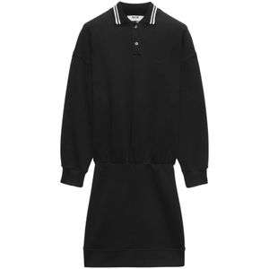 Msgm, Kleedjes, Dames, Zwart, M, Zwarte Jersey Polo Jurk