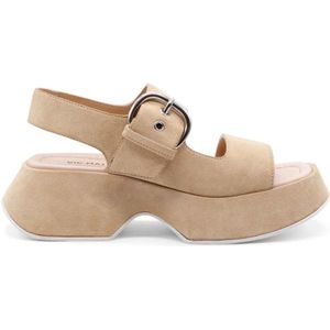 Vic Matié, Schoenen, Dames, Beige, 40 EU, Leer, Flat Sandalen