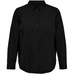 Only Carmakoma, Carmakoma Carmilla`s Solid LS -Overhemd WVN Black | Freewear Zwart Zwart, Dames, Maat:7XL