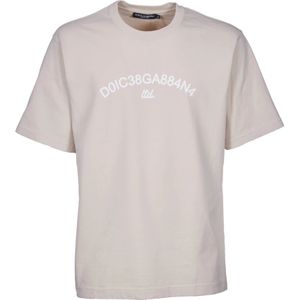Dolce & Gabbana, Tops, Heren, Beige, XL, Katoen, T-Shirts