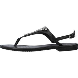 Geox, Schoenen, Dames, Zwart, 38 EU, Comfortabele platte sandalen voor vrouwen