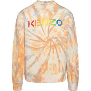 Kenzo, Sweatshirts & Hoodies, Heren, Oranje, S, Katoen, Katoenen sweatshirt met logo