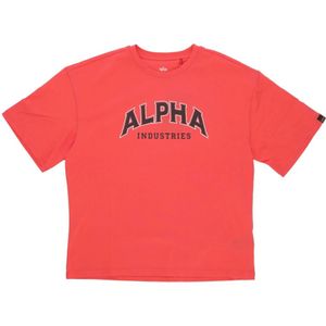 Alpha Industries, Tops, Heren, Rood, M, Katoen, Rode College Tee Korte Mouw T-shirt