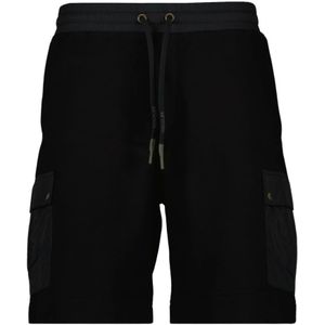 Moncler, Korte broeken, Heren, Zwart, L, Logo Patch Flared Shorts