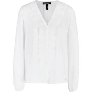 Marc Cain, Elegante Witte Blouse met V-Hals Wit, Dames, Maat:XL