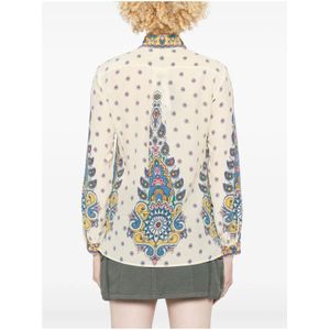 Etro, Blouses & Shirts, Dames, Beige, S, Paisley Print Knoopshirt