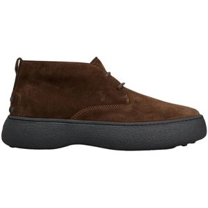 Tod's, Schoenen, Heren, Bruin, 41 EU, Suède, Bruine Suède G.W Enkellaars