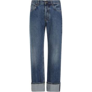 Alexander McQueen, Jeans, Heren, Blauw, XL, Katoen, Cropped Jeans