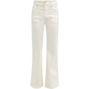 Mother, Jeans, Dames, Beige, W26, Denim, Ecru Denim Wijde Pijp Jeans