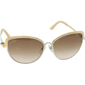 Cartier Vintage, Pre-owned, Dames, Beige, ONE Size, Leer, Pre-owned Plastic sunglasses