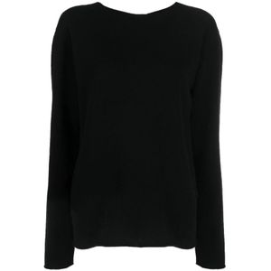 Jil Sander, Lange Mouw Crew Neck Sweater Zwart, Dames, Maat:M