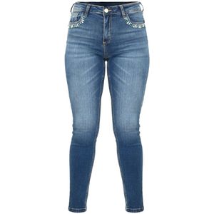 Kocca, Jeans, Dames, Blauw, W27, Denim, Slim Fit Stretch Jeans met Str Applicatie