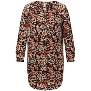 Only Carmakoma, Ellie Lange Tuniek Shirt: Zwart Butterfly Wing Print Veelkleurig, Dames, Maat:4XL