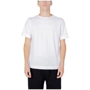 Calvin Klein, Heren Herfst/Winter Polyester T-Shirt Wit, Heren, Maat:L