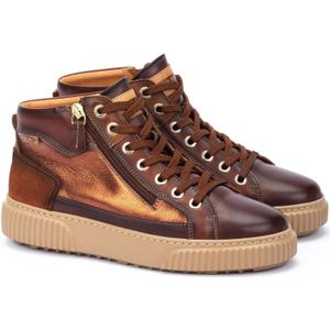 Pikolinos, Schoenen, Dames, Bruin, 41 EU, Leer, Riells Bruine High Top Sneaker