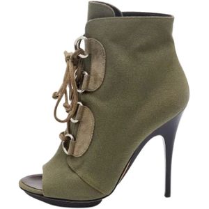 Giuseppe Zanotti Pre-owned, Pre-owned, Dames, Groen, 37 EU, Tweed, Pre-owned Canvas boots