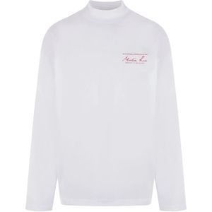 Martine Rose, Tops, Heren, Wit, M, Katoen, Logo Print Longsleeve T-shirt