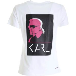 Karl Lagerfeld, Tops, Dames, Wit, L, Katoen, T-Shirts