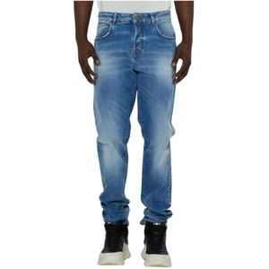 John Richmond, Slim Gebleekte Jeans Blauw, Heren, Maat:W38