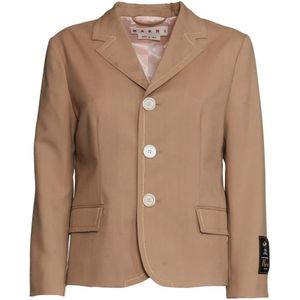 Marni, Camel Blazer voor Dames Aw 23 Beige, Dames, Maat:S