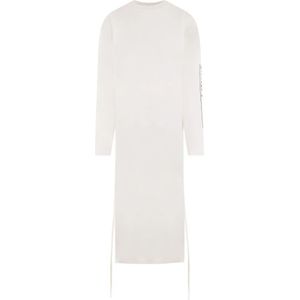 MM6 Maison Margiela, Oversized Wit Katoenen T-shirt Mat Satiné Wit, Dames, Maat:S