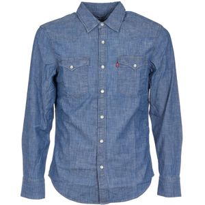 Levi's, Overhemden, Heren, Blauw, S, Denim, Barston Western Standard Overhemden