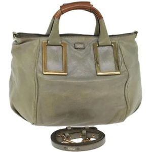 Chloé Pre-owned, Pre-owned, Dames, Grijs, ONE Size, Tweed, Grijze Leren Handtas met Schouderband