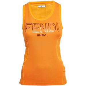 Fendi Vintage, Pre-owned Nylon tops Oranje, Dames, Maat:S