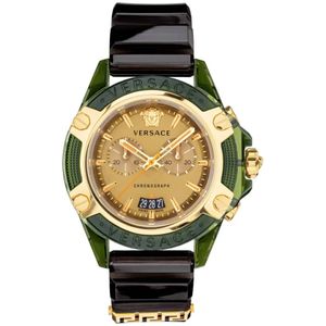 Versace, Chrono Active Siliconen Horloge Groen Groen, Heren, Maat:ONE Size
