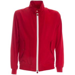 Kiton, Lange Kraag Jas met Rode Drukknopen Rood, Heren, Maat:M