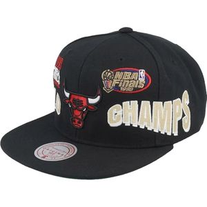 Mitchell & Ness, Accessoires, Heren, Zwart, ONE Size, Zwarte Bulls World Champs Snapback Pet