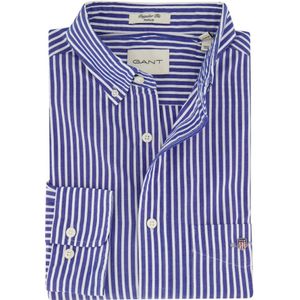 Gant, Overhemden, Heren, Blauw, 3Xl, Katoen, Blauw wit gestreept overhemd met borstzak
