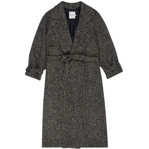 The New Society, Mantels, Dames, Grijs, M, Wol, Oversized Double-Breasted Wool Coat