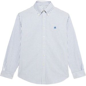 Brooks Brothers, Blauw-wit Regular Fit Non-Iron Stretch Katoenen Casual Overhemd met Button-Down Kraag Blauw, Heren, Maat:M