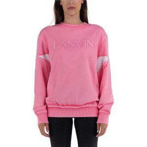 Lanvin, Sweatshirts & Hoodies, Dames, Roze, L, Katoen, Geborduurde Lanvin Paris Sweater