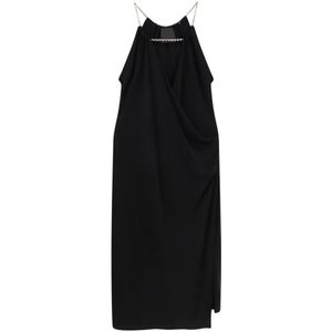 Givenchy, Kleedjes, Dames, Zwart, S, Zwarte jurk met V-hals en metalen detail